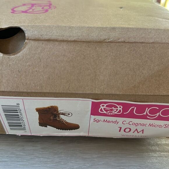 Sugar Womens Mendy Cozy Round Toe Lug Sole Ankle Boots Cognac 10M NWT IN PKG/BOX - Picture 3 of 7
